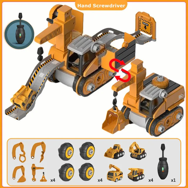 Baufahrzeuge-Spielset zum Zusammenschrauben