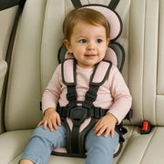 Faltbarer Kinderautositz mit Rückenlehne, Kopfstütze und integriertem Gurtsystem