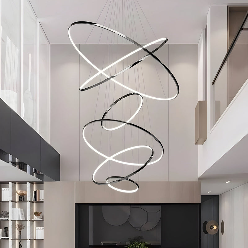 LED-Kronleuchter aus schwebenden Ringen