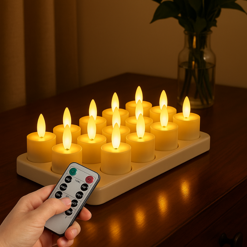 Wiederaufladbare LED-Teelichter mit Fernbedienung