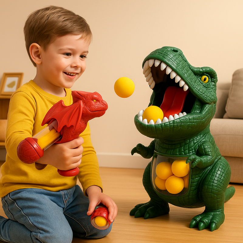 Dino-Zielspiel mit Schaumstoffbällen