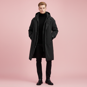 Langer Herren-Mantel mit Kapuze