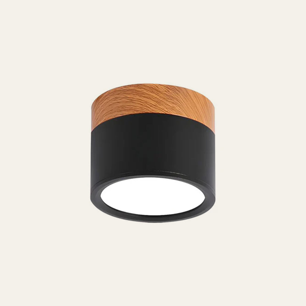 Zylinder-Deckenspot mit Holzdeckel