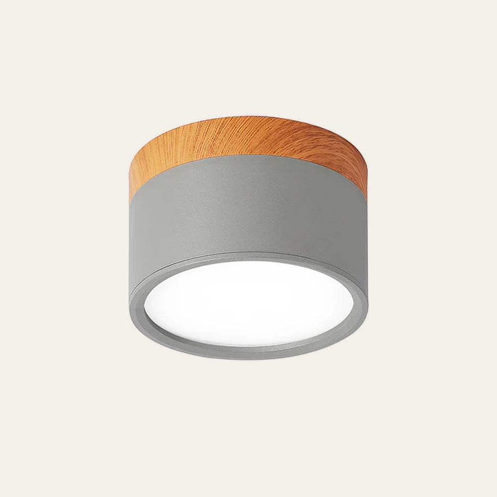Zylinder-Deckenspot mit Holzdeckel