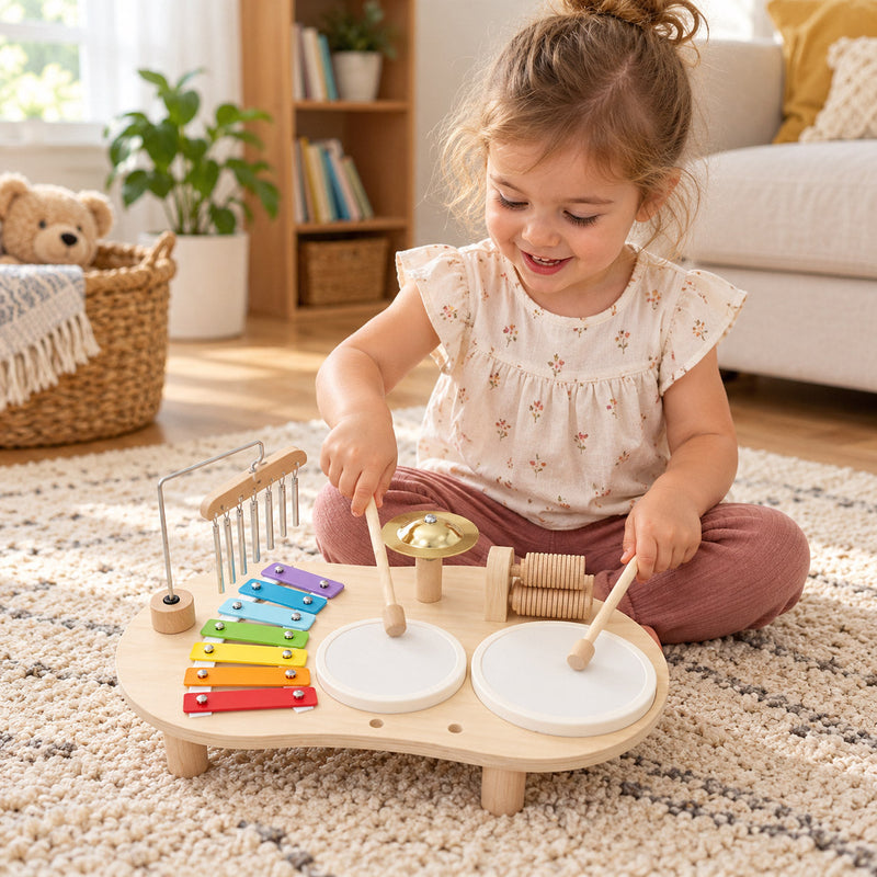Montessori-Musiktisch aus Holz für kleine Musiker