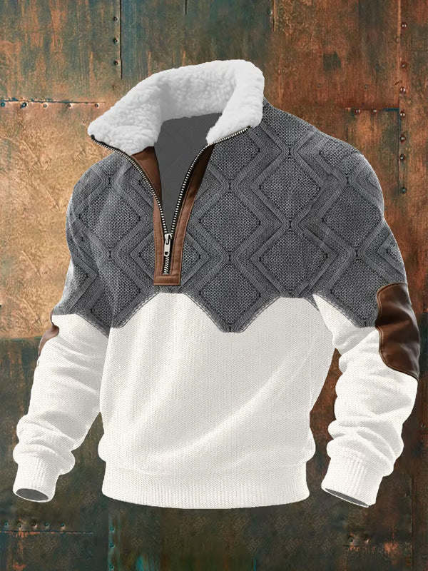 Herren-Strickpullover mit Fleecekragen