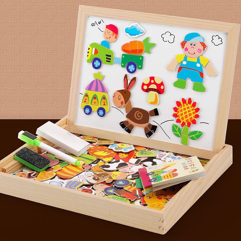 Montessori 2-in-1 Zeichentafel mit Magnetteilen