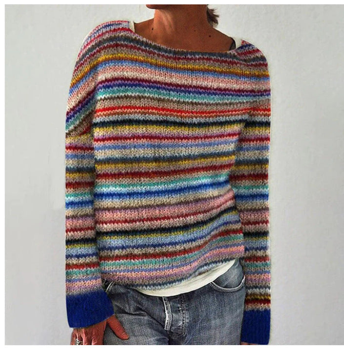 Bunter Damen-Strickpullover