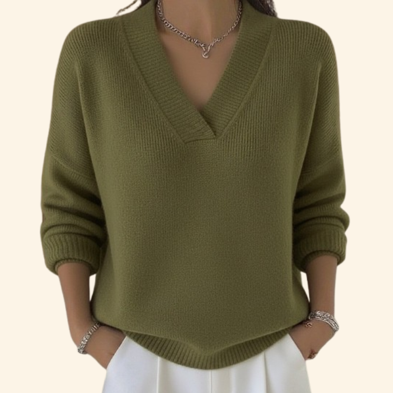 Weicher Damen-Pullover mit V-Ausschnitt