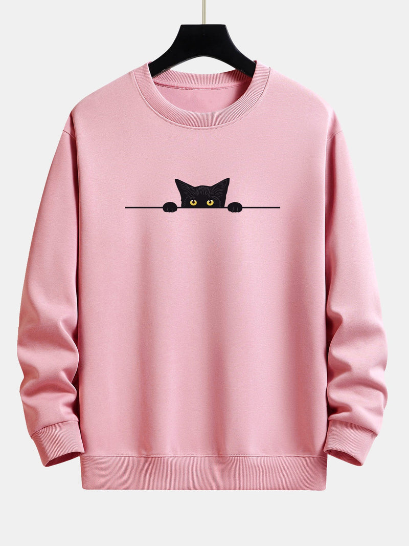 Herren-Sweatshirt mit Katzen-Print