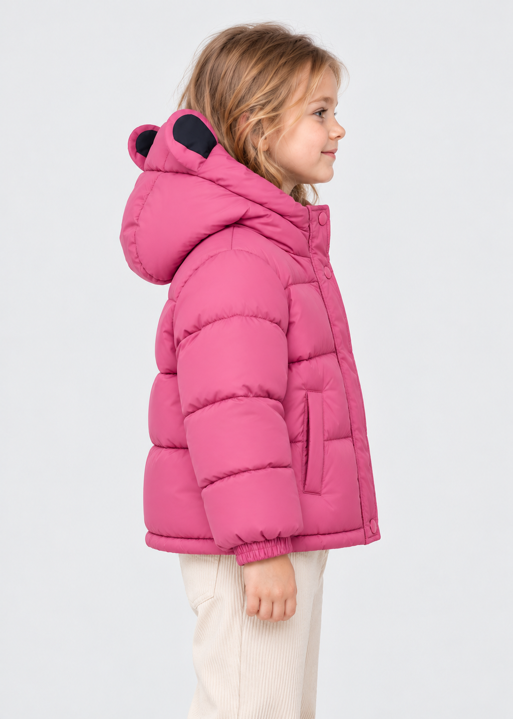 Kinder-Pufferjacke mit Öhrchen an der Kapuze