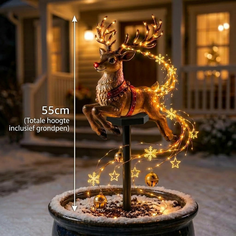 Weihnachts-Gartenstecker mit leuchtender Lichterkette, Dekorfigur und festlichen Anhängern