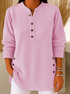 Geripptes Damen-Longshirt mit Henley-Ausschnitt