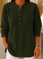 Geripptes Damen-Longshirt mit Henley-Ausschnitt