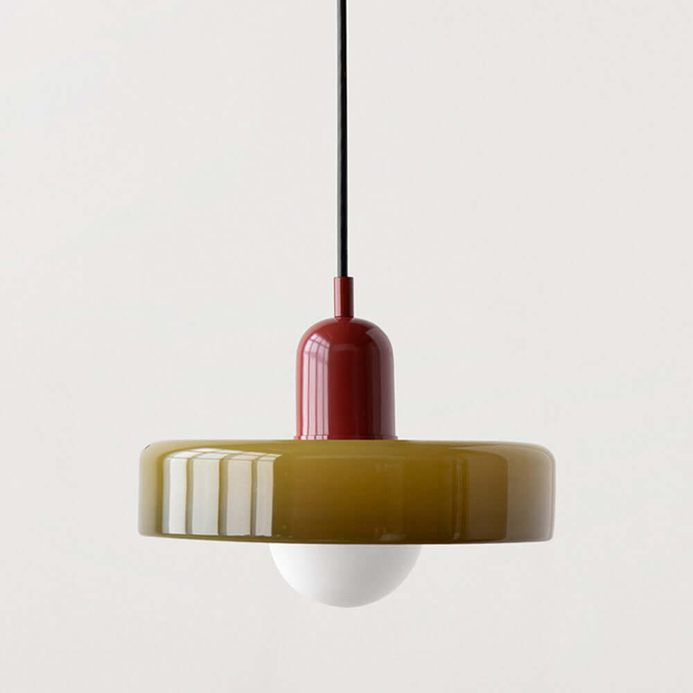 Bauhaus-Pendelleuchte mit Farbglas