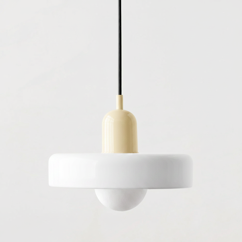 Bauhaus-Pendelleuchte mit Farbglas