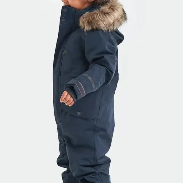 Warmer Kinder-Skioverall mit abnehmbarer Kapuze