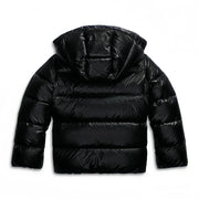 Warme Steppjacke mit Kapuze und leichtem Glanz