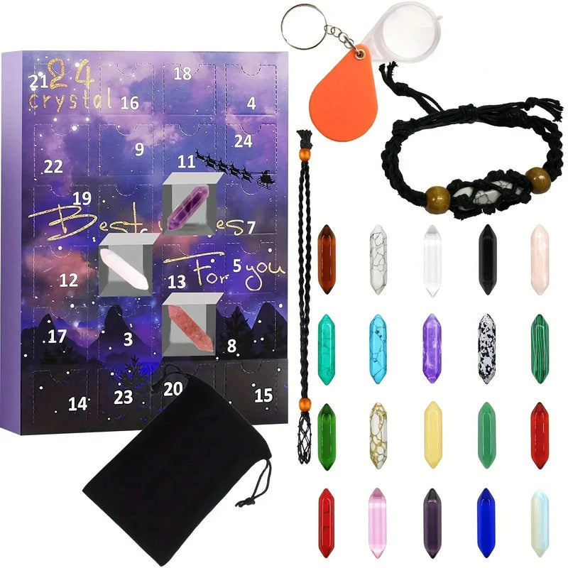 Edelstein-Adventskalender mit 24 Kristallen