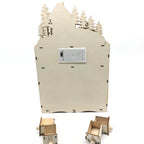 Adventskalender aus Holz mit beleuchtetem Weihnachtsdorf