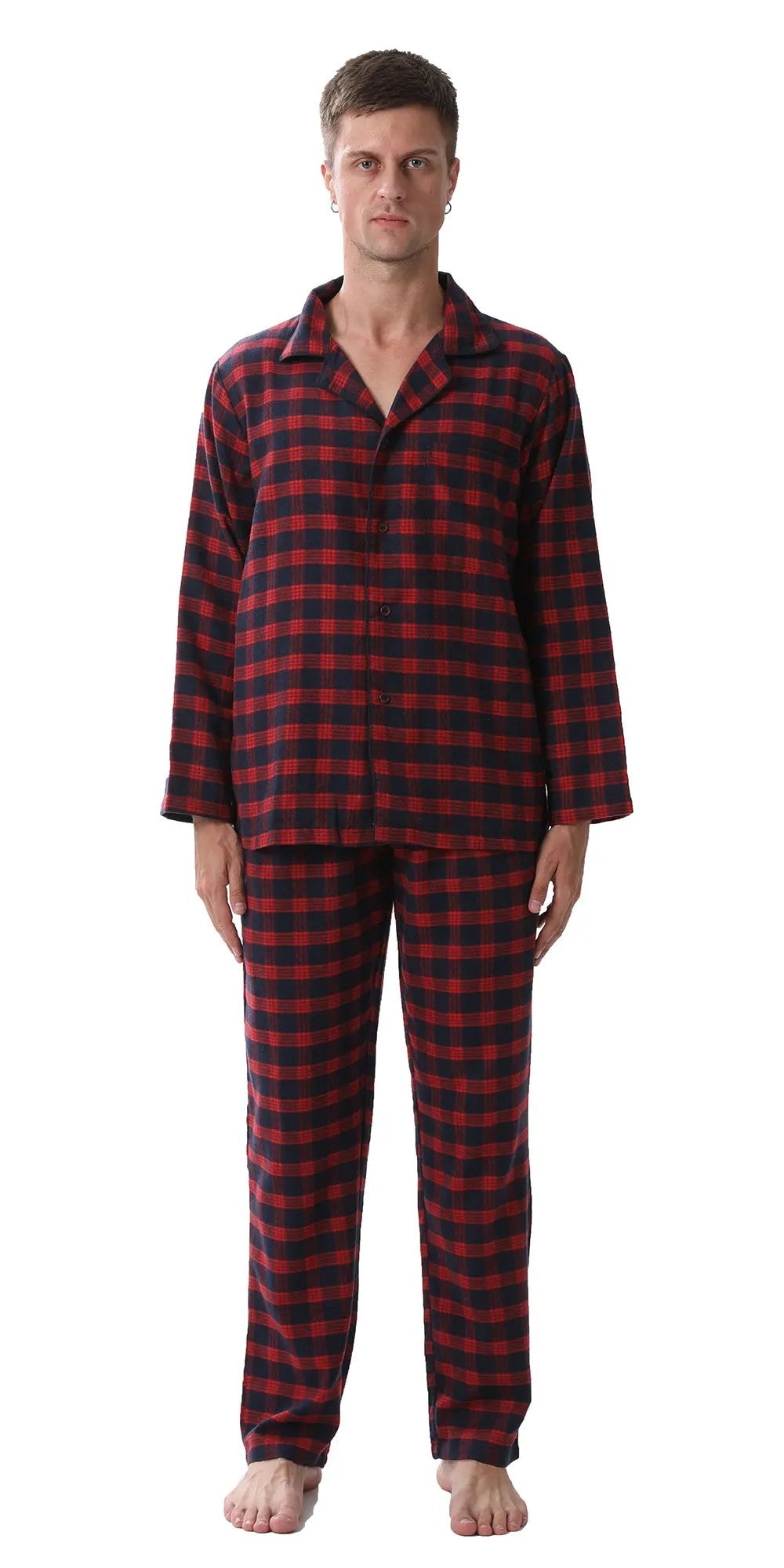 Herren-Flanell-Schlafanzug mit Karomuster