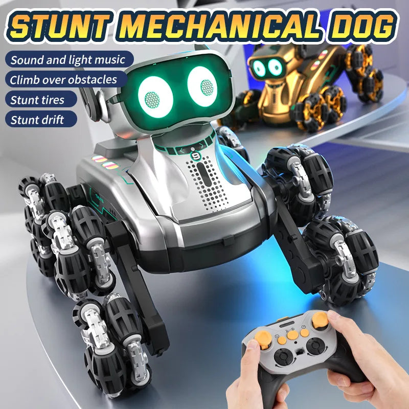 Ferngesteuerter Roboterhund mit leuchtenden Augen, Fernbedienung und Gestensteuerung