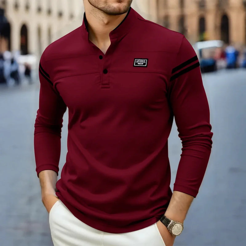 Modernes Herren-Langarmshirt mit Ärmelstreifen