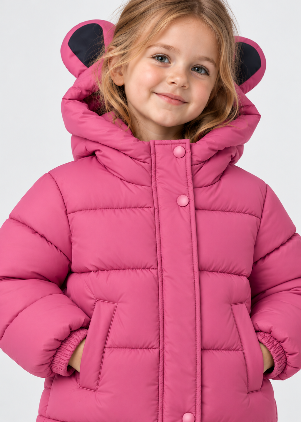 Kinder-Pufferjacke mit Öhrchen an der Kapuze