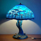 Dekorative Tischlampe in Buntglas-Optik