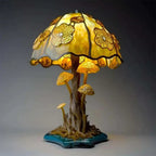 Dekorative Tischlampe in Buntglas-Optik