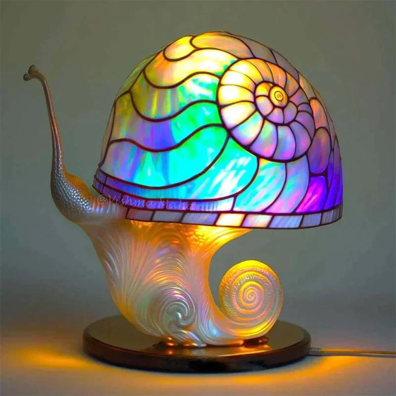 Dekorative Tischlampe in Buntglas-Optik
