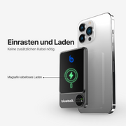 Ultraflache dunkelgraue magnetische Powerbank mit digitaler Ladeanzeige