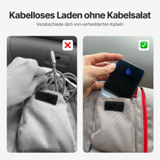 Ultraflache dunkelgraue magnetische Powerbank mit digitaler Ladeanzeige