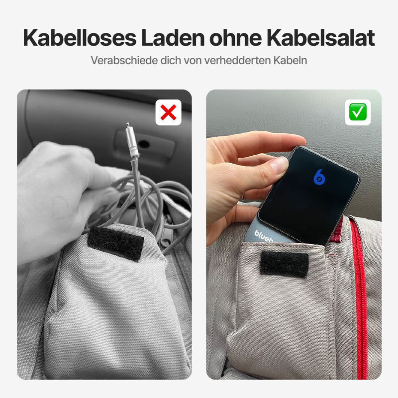 Ultraflache dunkelgraue magnetische Powerbank mit digitaler Ladeanzeige