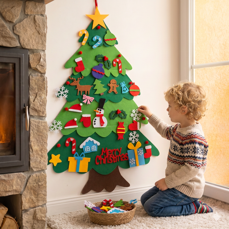 Filz-Weihnachtsbaum zum Selberschmücken für Kinder