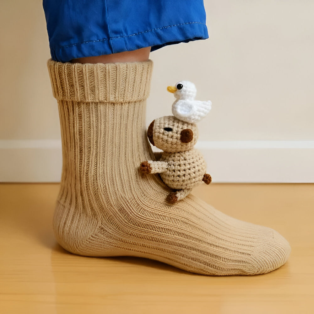 Kuschelsocken mit 3D-Tier
