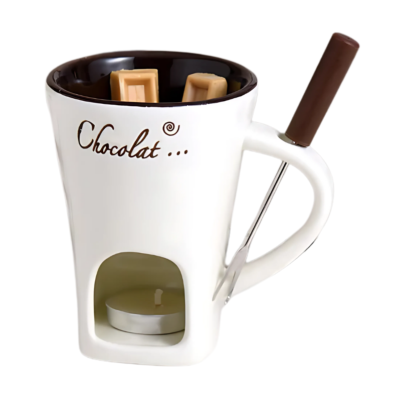 Fondue-Tassen aus Keramik mit Teelicht – 2er-Set
