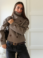 Kurze Damen-Jacke im Vintage-Stil, zweireihig