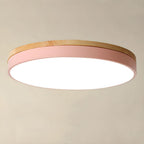 Runde LED-Deckenleuchte mit Holzrand und 3 Lichtfarben
