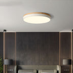 Runde LED-Deckenleuchte mit Holzrand und 3 Lichtfarben