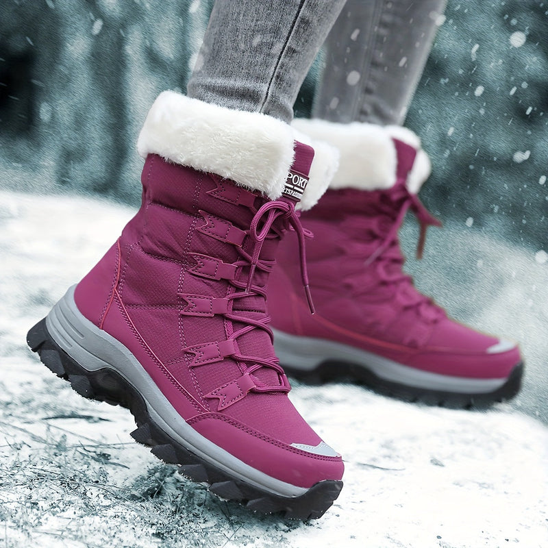 Warme Damen-Winterstiefel mit Fellkragen