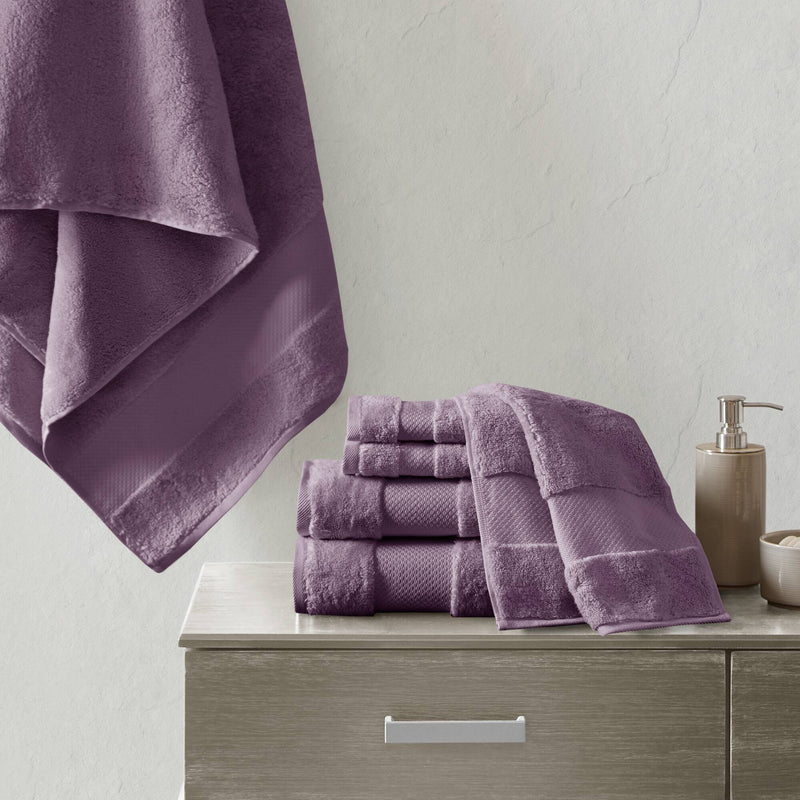 Sechsteiliges Handtuch-Set mit weicher Frottierstruktur und Bordüren