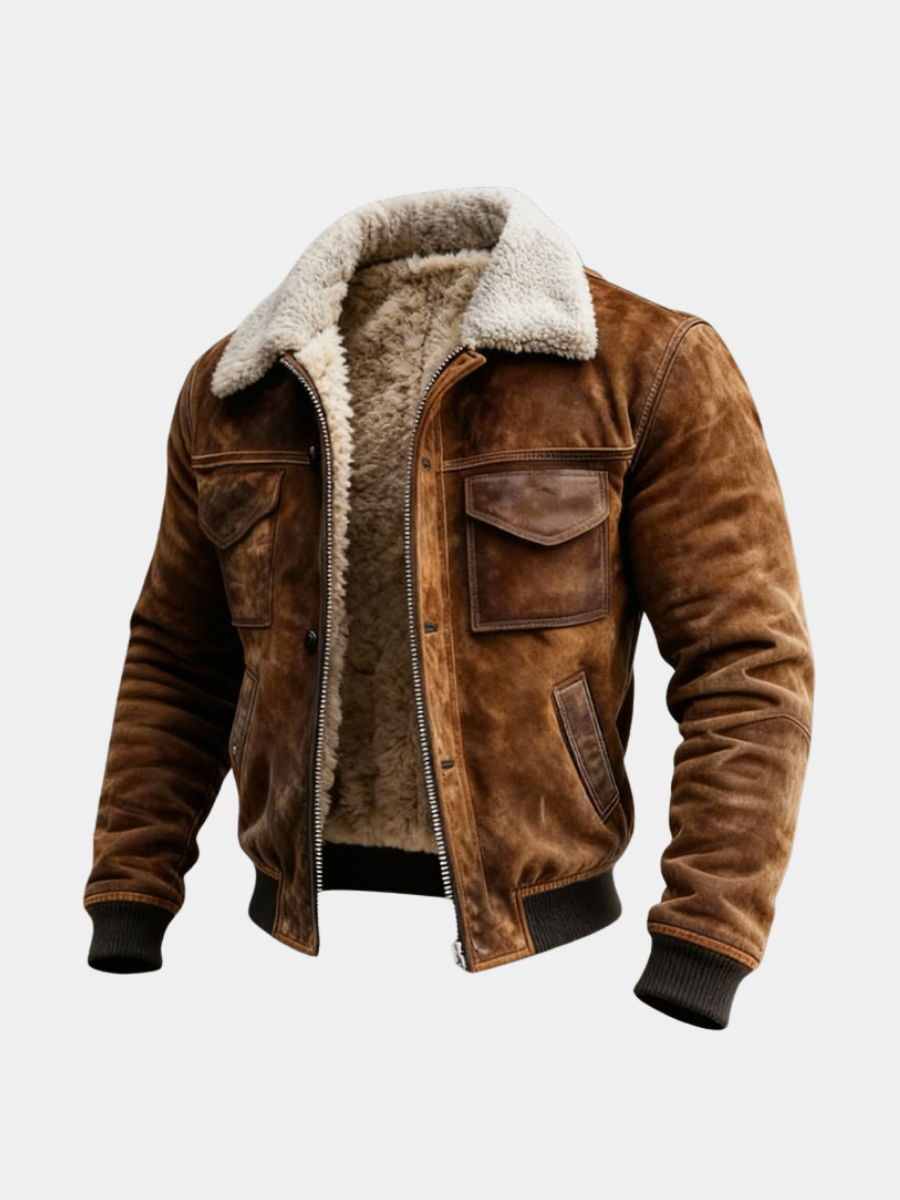 Herren-Fliegerjacke mit Sherpa-Futter