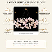 Florale Ringpendelleuchte mit Blütenzweigen und mehreren Lichtquellen