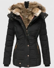 Gesteppte Damen-Winterjacke mit Kunstfellkapuze