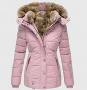 Gesteppte Damen-Winterjacke mit Kunstfellkapuze