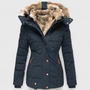 Gesteppte Damen-Winterjacke mit Kunstfellkapuze