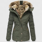 Gesteppte Damen-Winterjacke mit Kunstfellkapuze