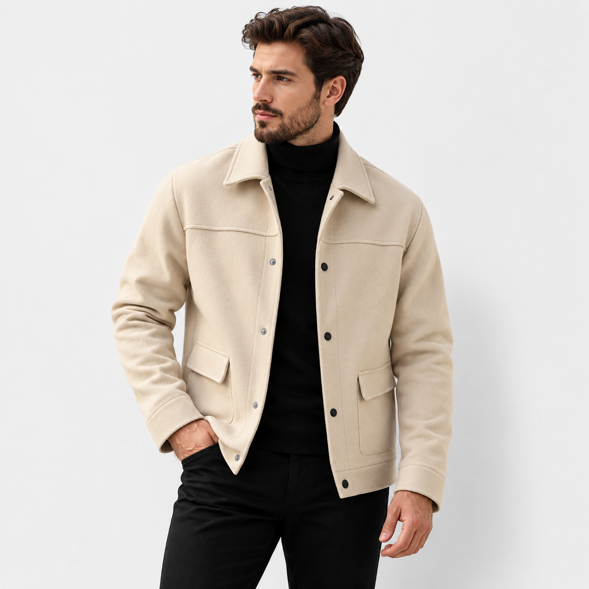 Kurze Herren-Jacke in Wolloptik