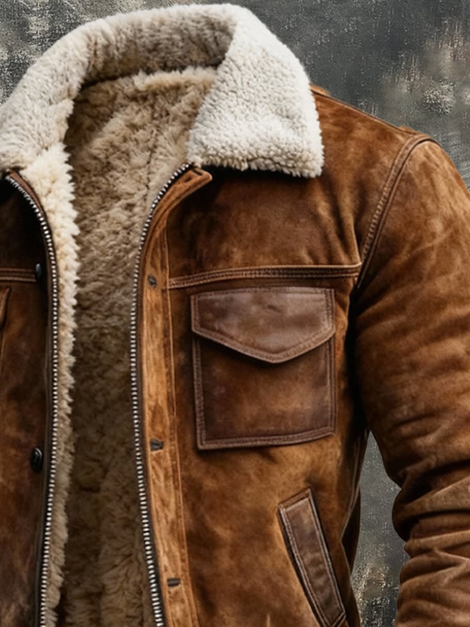 Herren-Fliegerjacke mit Sherpa-Futter